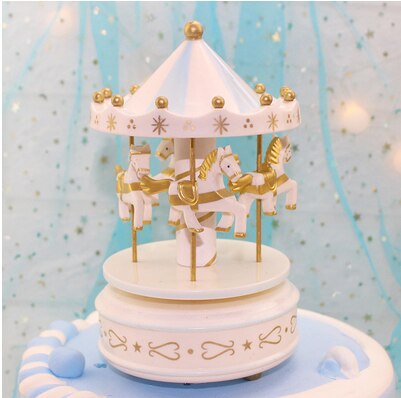 Carousel music box cake decoration birthday geometry music baby room decoration cake decoration home decoration: Dark Khaki