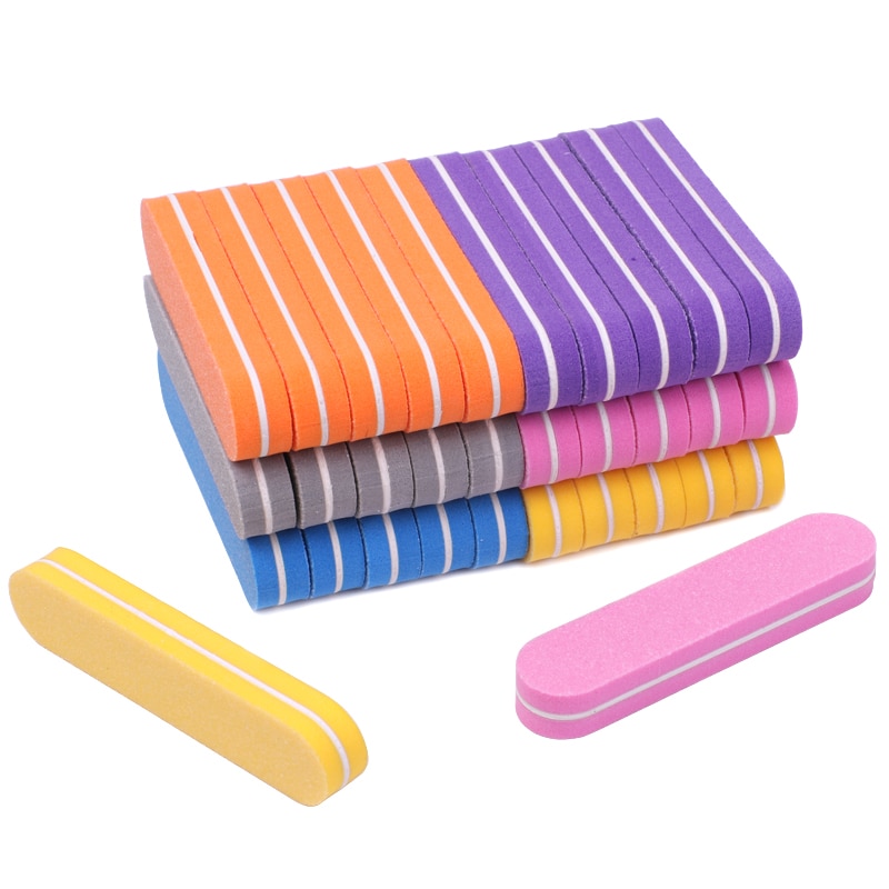 100pcs Mix Color Mini Nail File Buffers Block 100/180 Sponge Nail Art Files Sanding Polishing Grinding Manicure Pedicure Tools: MIX
