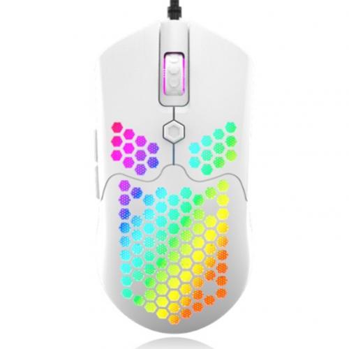 M5 Hollow Out RGB Lights 16000DPI 7 Buttons Wired Gaming Mouse for PC Computer Ergonomic Wired Hollow-out Colorful Lights: White