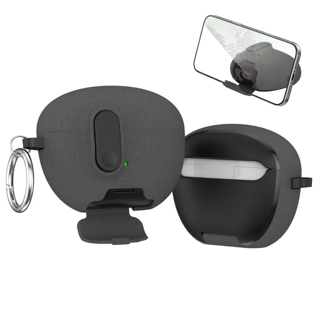 for huawei FreeBuds 6i case cover with safety lock&Phone Stand sandstone skins earphone cover for FreeBuds 6i earbuds case: grey