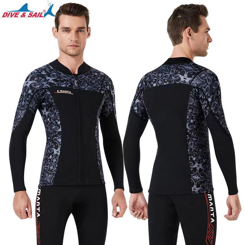 Premium Neoprene 3mm Wetsuits Men's Diving Suit for Dive Scuba Surfing Snorkeling Swimming Jacket Top Diving Zip Up Jacket