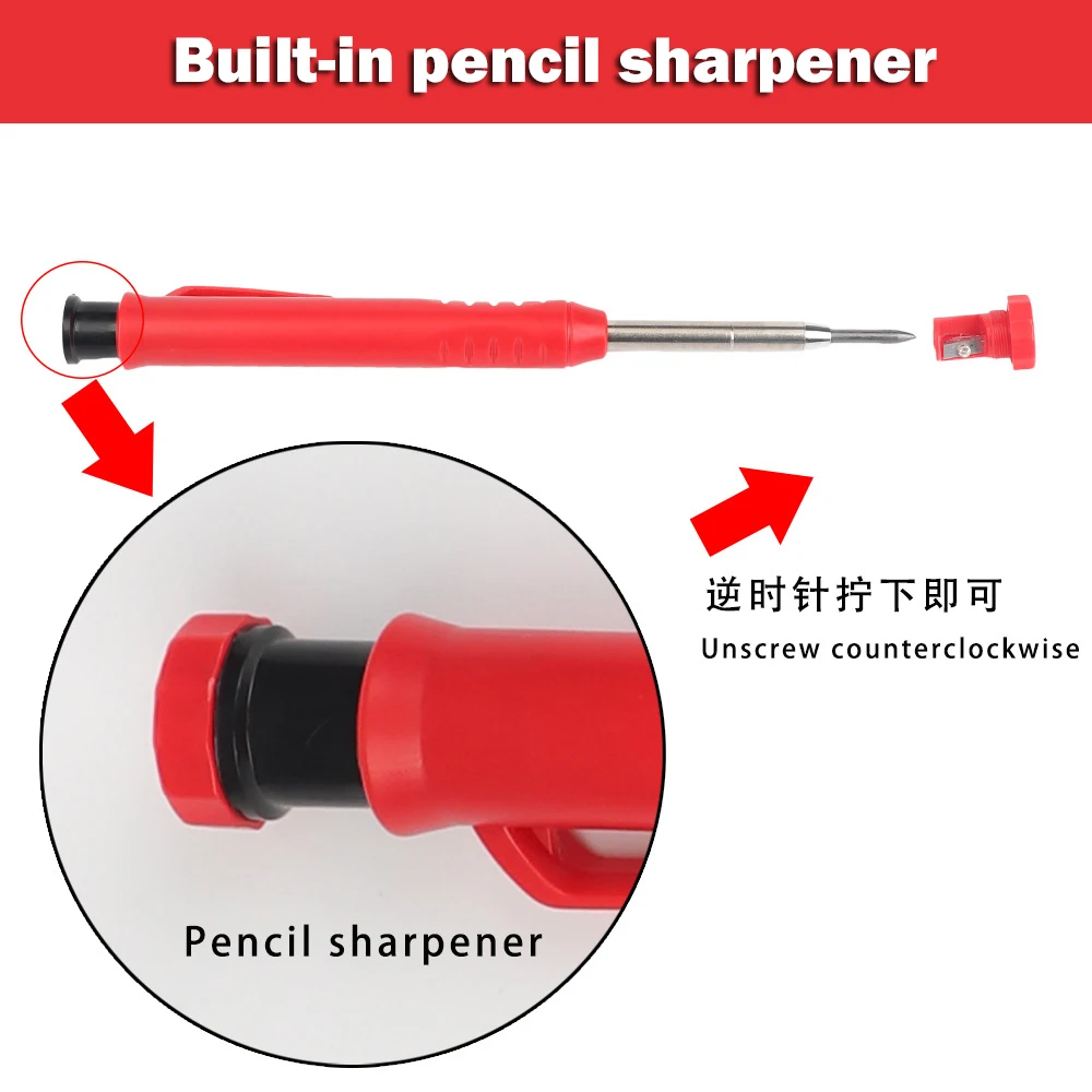 Solid Carpenter Mechanical Pencil For Construction Woodworking Long Head Carpenter Pencil With Sharpener Stationery Supplies
