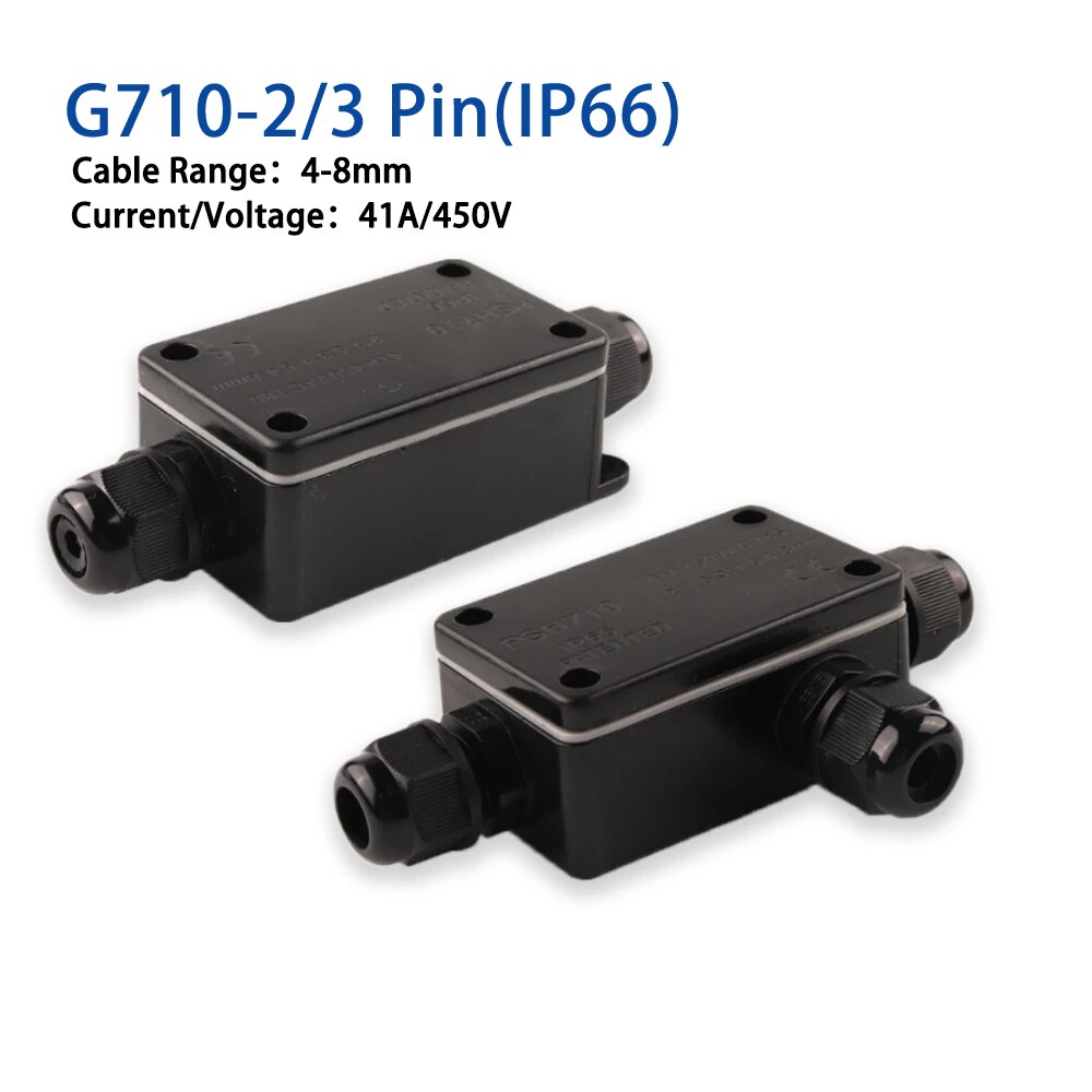 IP66 Elektrische Outdoor Waterdichte Kabel Connector 2/3 Pin Junction Box Voor Lage/Hoge Spanning Tuin Licht Accessoires 41A/450V