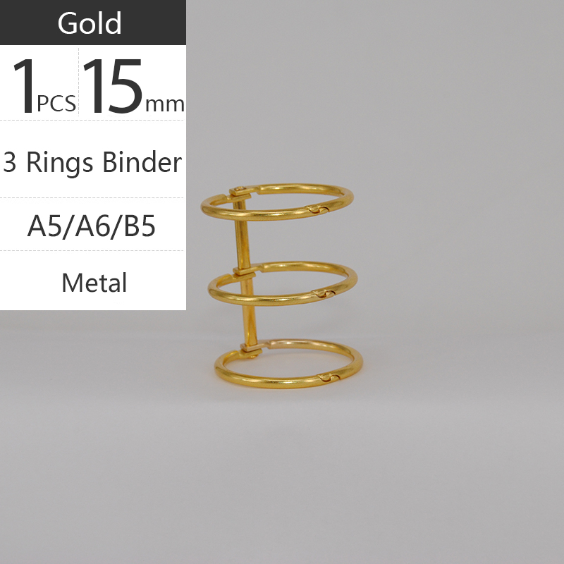 Colorful Plastic Loose-leaf Hinged Rings Binder Metal Notebook Ring DIY Books Binding Clamp Binder Desk Calendar Circle: Metal Gold x1