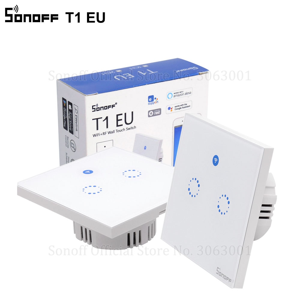 Sonoff-Interruptor de pared inteligente T0/T1, accesorio con Wifi, 1/2/3 entradas, táctil/WiFi/433 RF/aplicación remota, funciona con Alexa