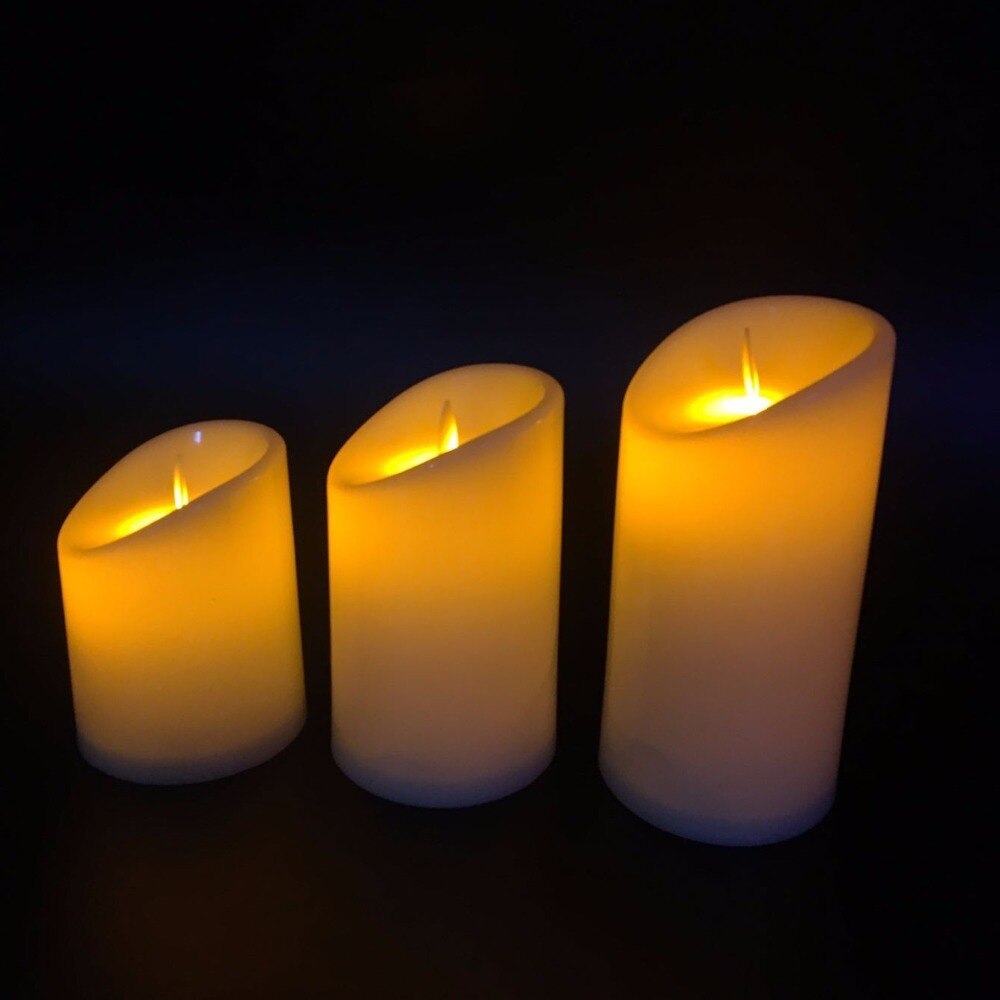 AAA Batterie Enthalten, flammenlose LED-kerzen Satz, zylindrische Batterie Betrieben Tanzenden Flamme Kerzen, Gelb Hochzeit Kerzen