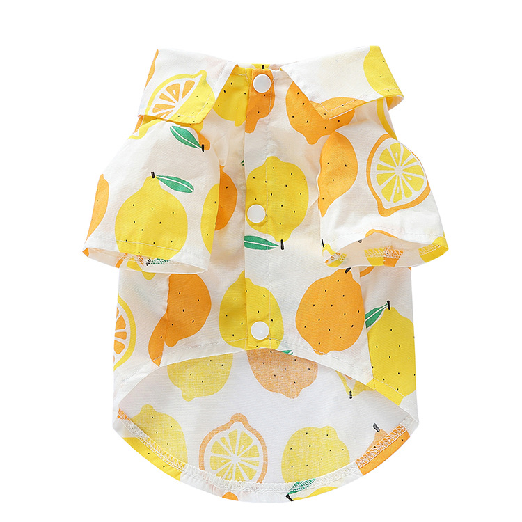 Chemises imprimées de fruits pour animaux de compagnie, T-shirt pour chien, Manteau fin, Veste pour chiot, Vêtements pour chat, Tenues pour petits chiens, Tenues de Schnauzer: YELLOW / XXL