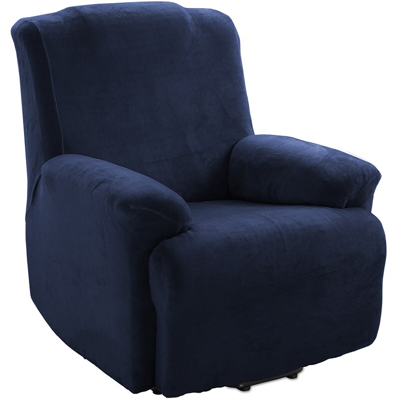 4 Stuks Pluche Fluwelen Fauteuil Sofa Cover Voor Woonkamer Relax Fauteuil Hoes Ligstoel Cover Voor Luie Jongen Sofa: navy blue