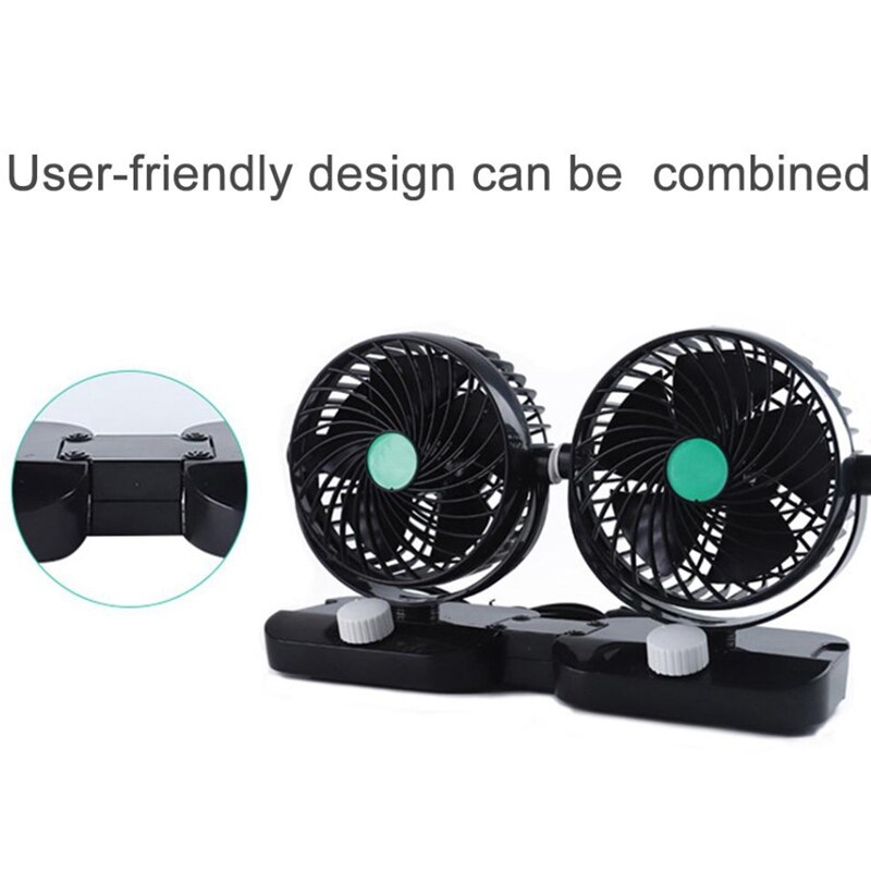 Mini 6 Inch Car Fan Double Head Shaking Small Electric Auto Fan Universal Summer Cooling Fan
