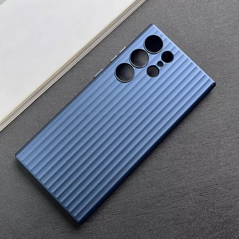 Ultra thin metal grating pattern phone case for Samsung Galaxy S23 Ultra S23+ Plus titanium gray shockproof matte hard cover: smsung s23 / Blue