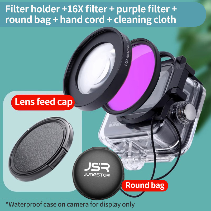 Geschikt voor gopro13/12/11/10/9/8 duikfilters 16X miniatuur biologische vergrootglas waterdichte behuizing beugel: Grad Oranje