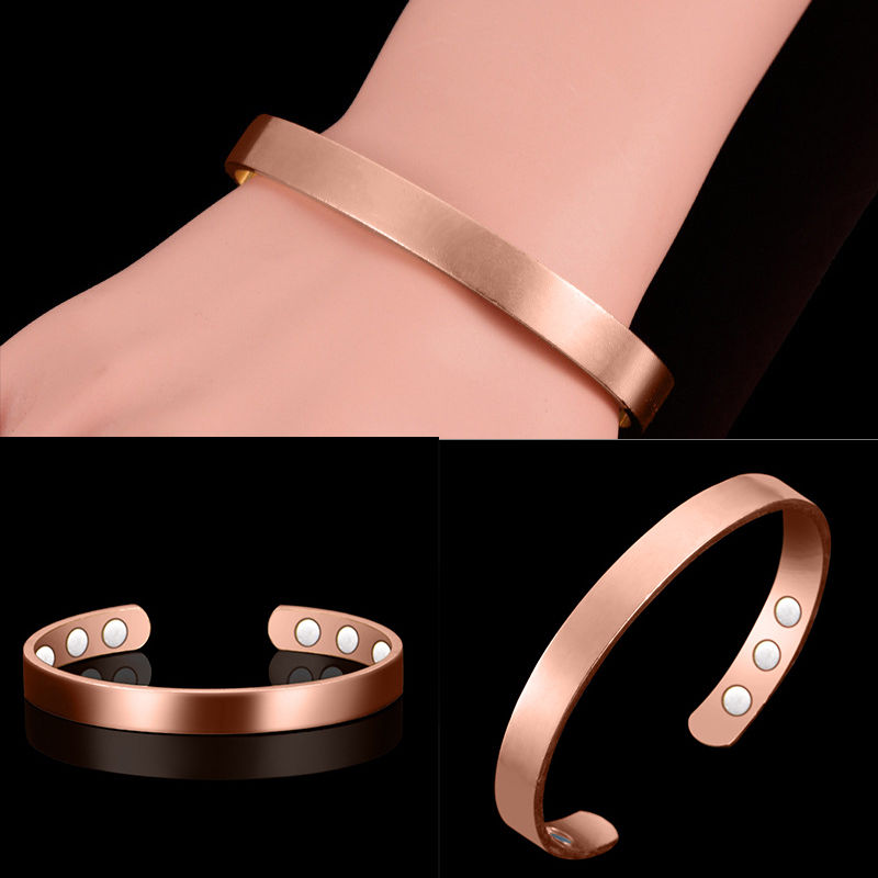 Pulsera que aprieta de cobre magnético para aliviar el dolor artritis reumática brazalete de hombres y mujeres con 6 agujeros imanes equilibrio de salud