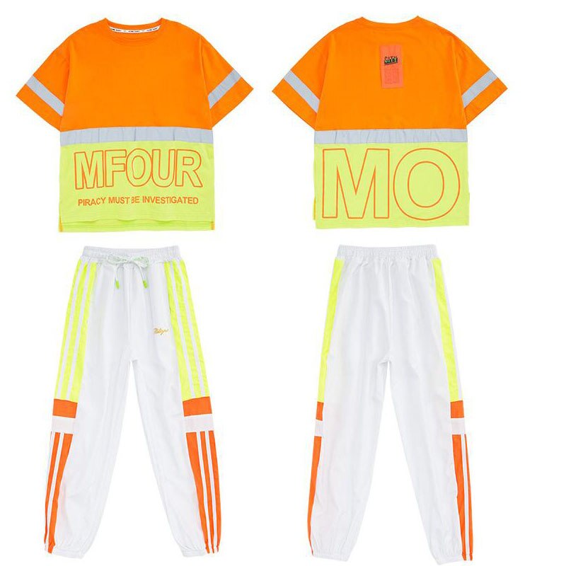 Kids Wedstrijden Hip Hop Dansen Outfits Oversize T-shirt Dance Jogger Broek Jazz Dans Slijtage Kostuums Kleding Voor Jongens Meisjes