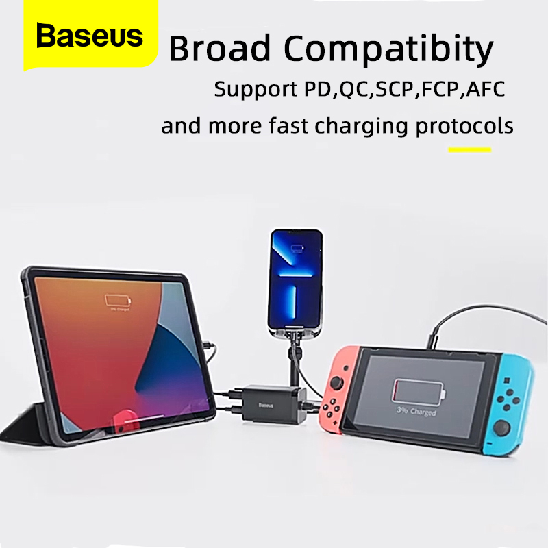 Baseus Pd 65W Gan Charger Usb Type C Snel Opladen Station Quick Charge 4.0 Desktop Charger Adapter Voor Iphone macbook Samsung