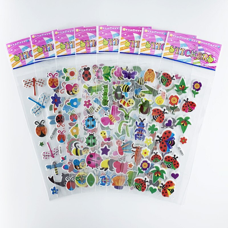 Autocollants imperméables à motif papillon de dessin animé 3D, jouet de bricolage pour enfants, décoration de chambre de filles, autocollant Kawaii, 8 feuilles/ensemble: Or