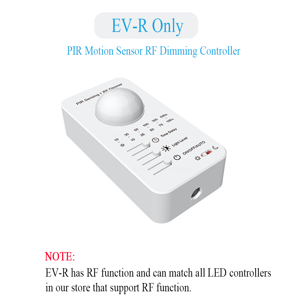 PIR Motion Sensor Dimming LED Controller 5V 12V 24V 2.4G RF Remote Control Daylight Detection PIR Controller Timer for Stairway: Default Title