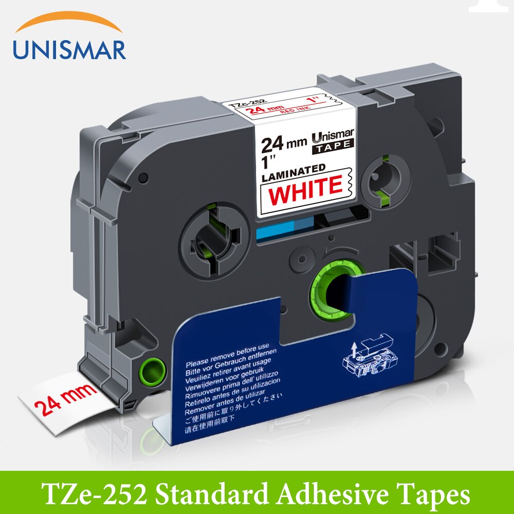 Unismar 24mm TZ-153 Labeling Tapes TZe-153 Blue on Clear TZ TZe 153 Tape 24mm Laminated Ribbon For Brother P touch Label Maker: Red on White