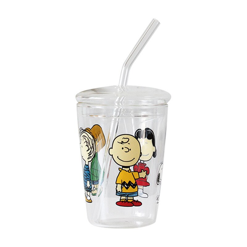 Gourde en verre, fraise avec couvercle en paille verre, tasse à lait, jus de thé, bouteille de thé, bouteille de paille en verre, Wy1123011