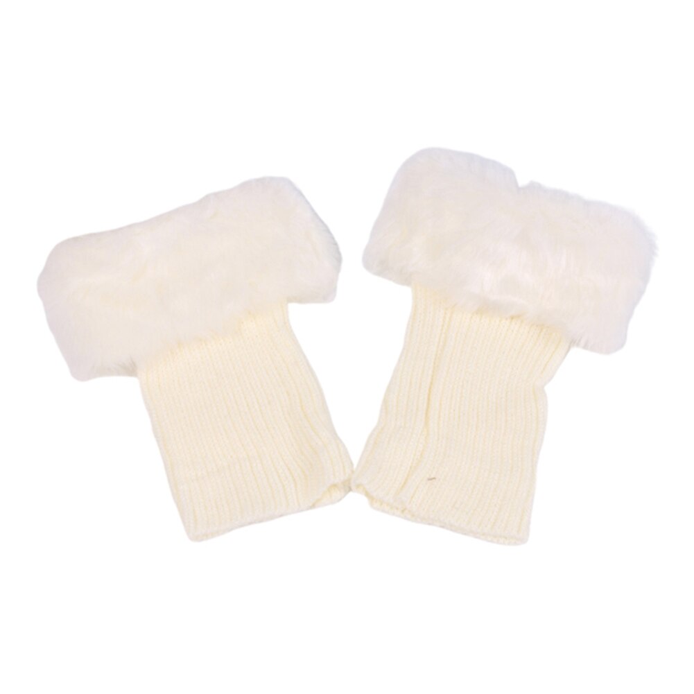 Bottes en dentelle chaussettes jambières pour femmes tricot bottes manchettes hiver bottes courtes couvre bottes plus chaudes guêtres: WHITE
