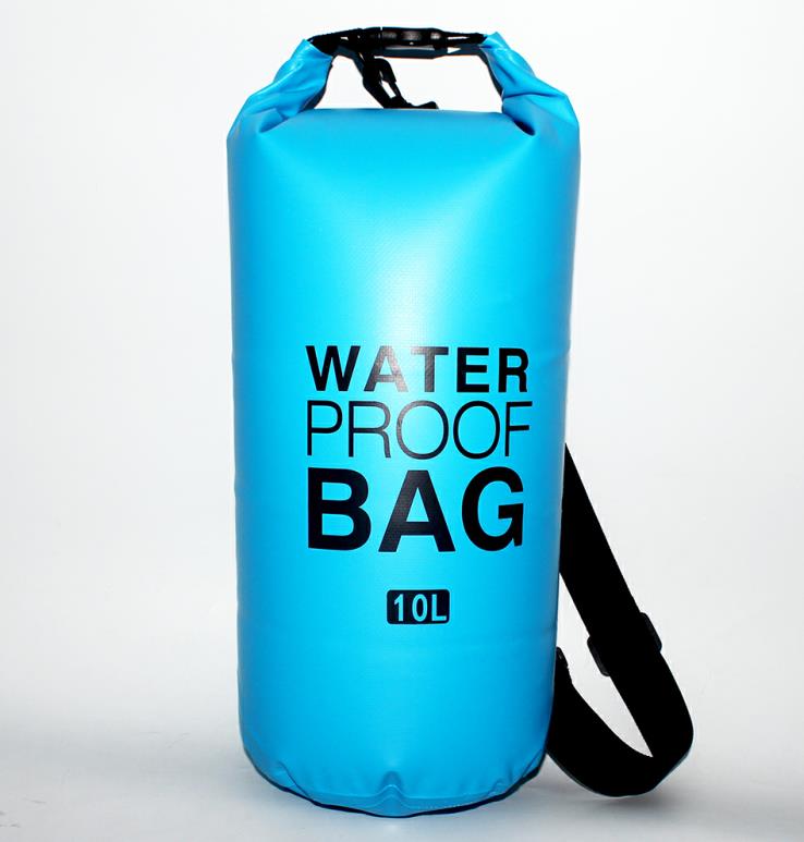 10L 15L Outdoor PVC Swimming Waterproof Dry Ocean Pack Sack Pouch Bag Swim Rafting Impermeable Water Proof Bag: Light Blue 10L