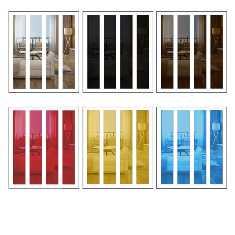 10pcs Long Rectangle Acrylic Mirror Wall Stickers Self Adhesive Removable Decals Living Room TV Back DIY Art Wall Decor