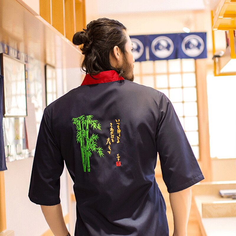 Sushi Chef Coat Japan Cuisine Uniform Unisex Cooking Shirt Hotel Kitchen Jacket Korean Barbeque Restaurant Waiter Work Clothes