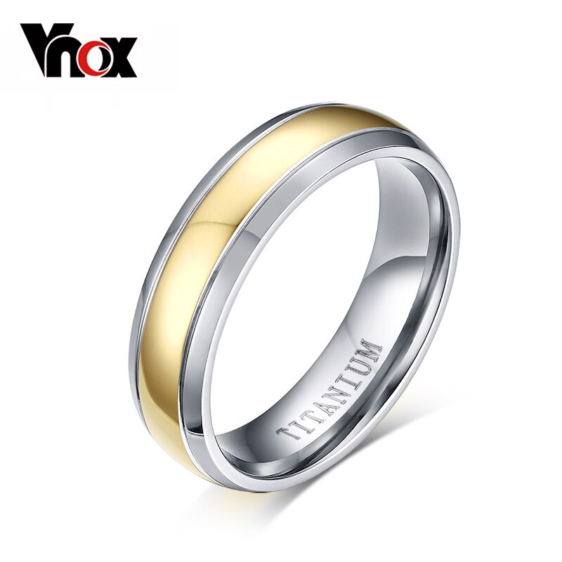 Vnox Titanio Anelli per le Donne Monili di Cerimonia Nuziale Elegante Oro-colore Puro Titanio non Allergiche