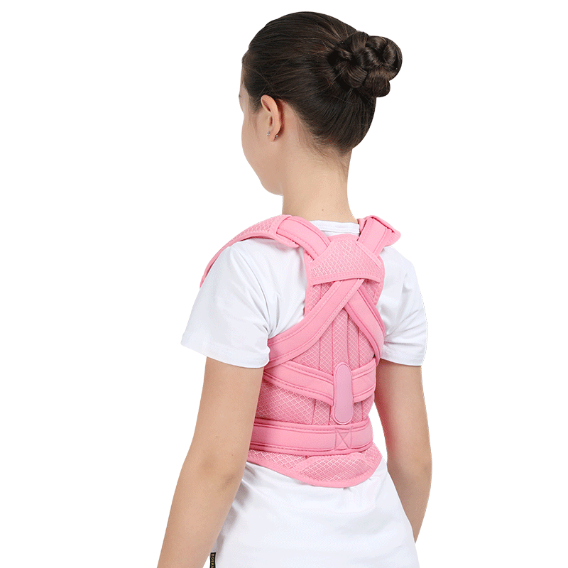Corretor de postura ajustável para costas, cinta para apoio do ombro, cintura, cinta para correção de postura das costas, para adultos e crianças, para meninos e meninas: Pink / L