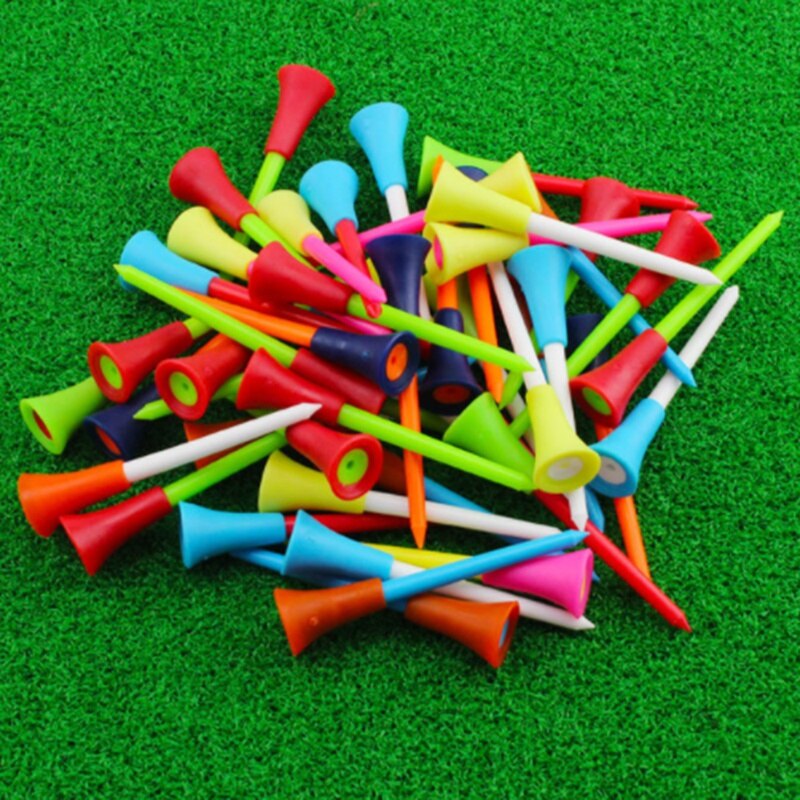 50PCS Golf Tees Plastic Golf Tees Rubber Cushion Multicolor Golf Tees Wonderful Equipments for Golf Lovers