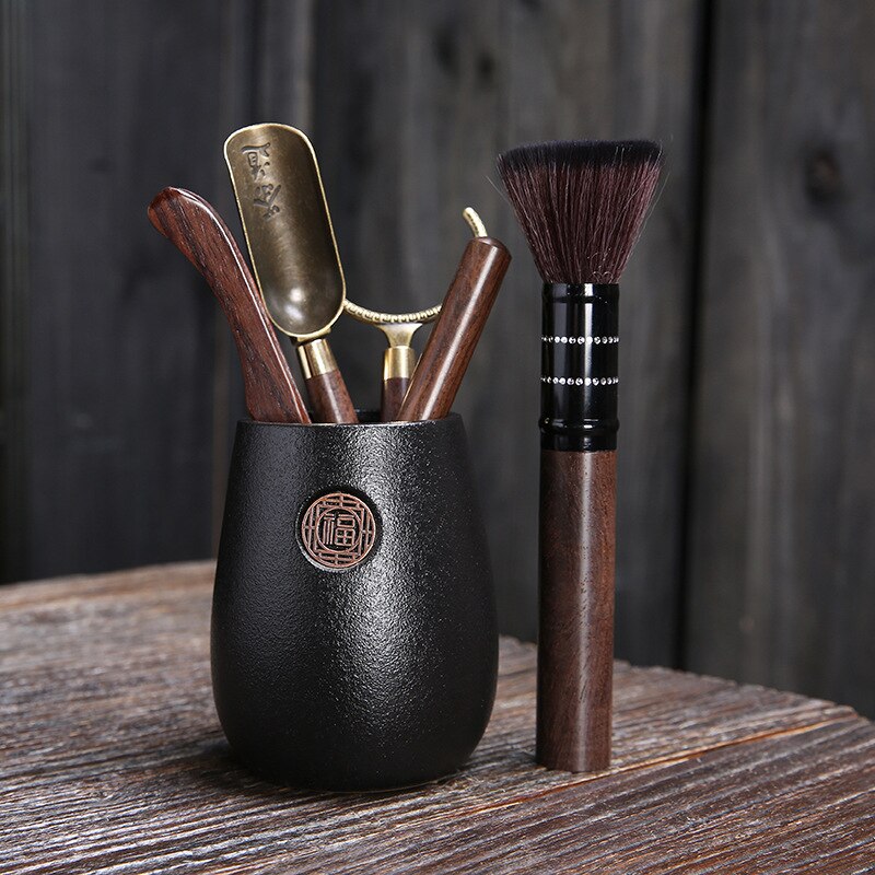 Ceramic Tea Ceremony Six Gentlemen Kung Fu Tea Accessories Black Sandalwood Tea Set Tea Making Tool Tea Clip Tea Needle: color3
