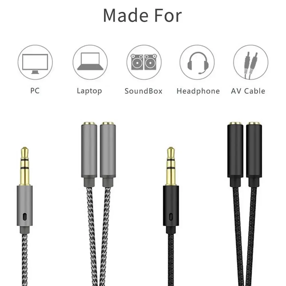 Adaptateur de casque audio pour haut-parleur et micro, câble séparateur Y, audio mâle vers femelle, écouteur mobile intense, sauna, téléphone, 3.5mm