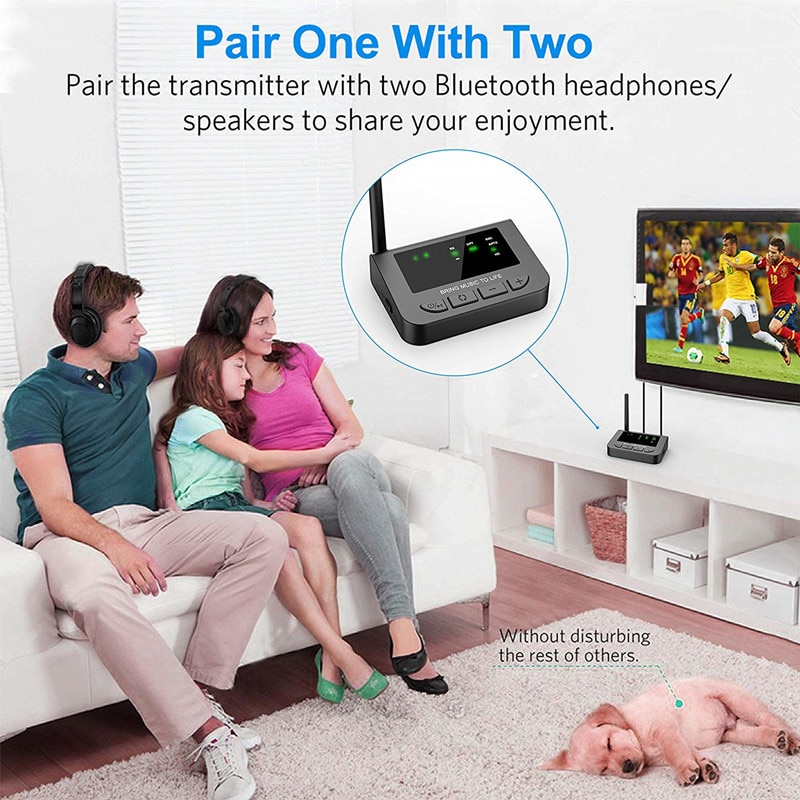 Bluetooth 5.0 Long Range Transmitter Receiver 3 In 1 Wireless AUX & Optical Adapter aptX HD & APX Low Latency for TV Home Stereo