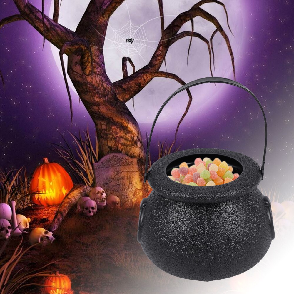 10pcs 5x7cm Candy Bucket Witch's Cauldron Trick or Treat Candy Pail Holder (Black)