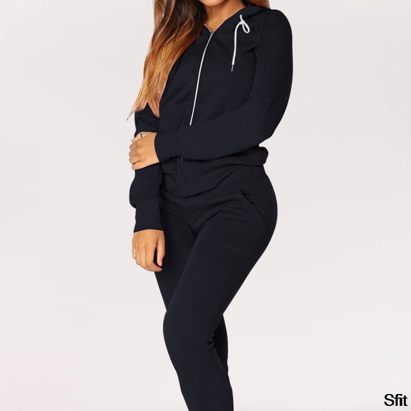 Womens Atletische Trainingspak Set Warm Running Jogging Sportwear Zweet Pak Tweedelige Set Jogging Femme Rits Top