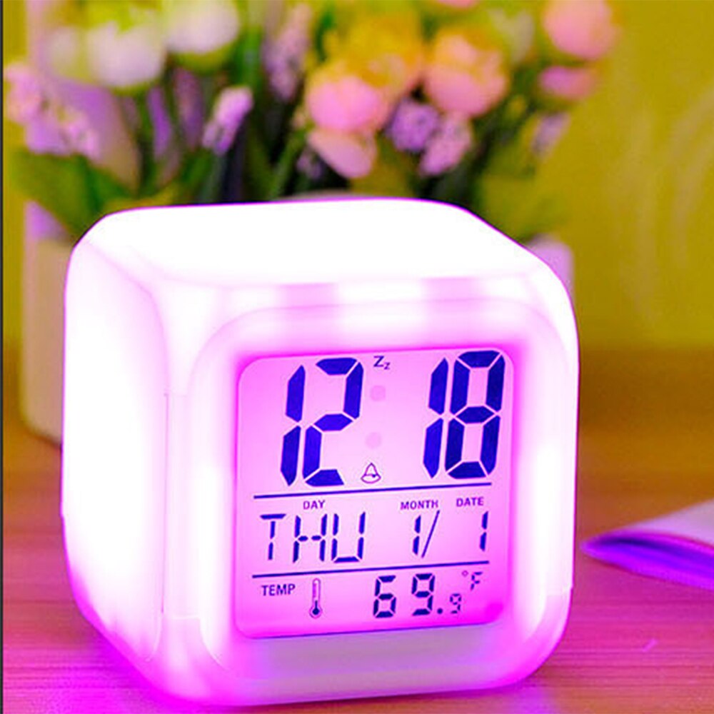 Alarm Clock LED Digital Clock Multifunction Mirror Snooze Display Time Night LCD Table Light Office USB Cable Digital Clock: orange