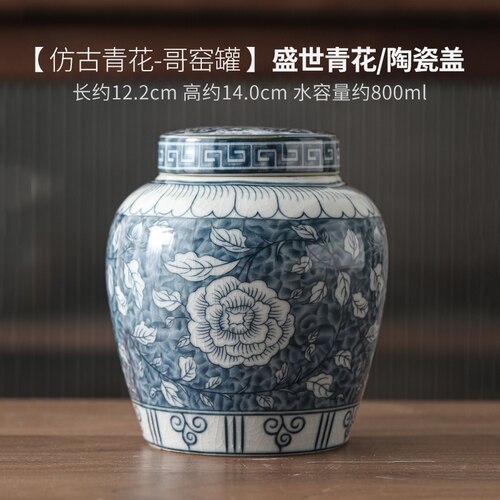 Klassieke Bloem Landschap Patroon Keramische Opslag Pot Met Deksel Grote Capaciteit Thee Blikjes Huishoudelijke Snoep Moer Verzegeld Opslag Jar: D