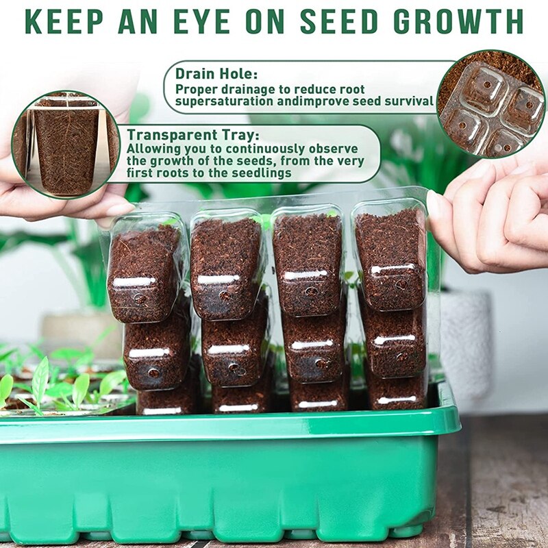 Best Seed Starter Tray Kit 5-Set Seed Starter Kit Seed Trays with Humidity Dome and Base Seed Germination Kit Seedling Tray