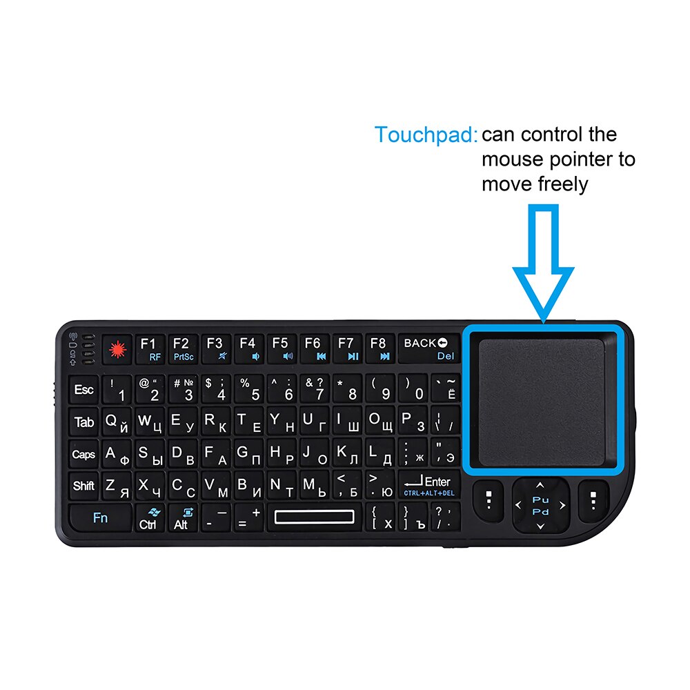 Kebidumei 2.4g rf mini draadloos toetsenbord 3 in: 1 mini handheld qwerty + touchpad muis voor pc notebook smart tv