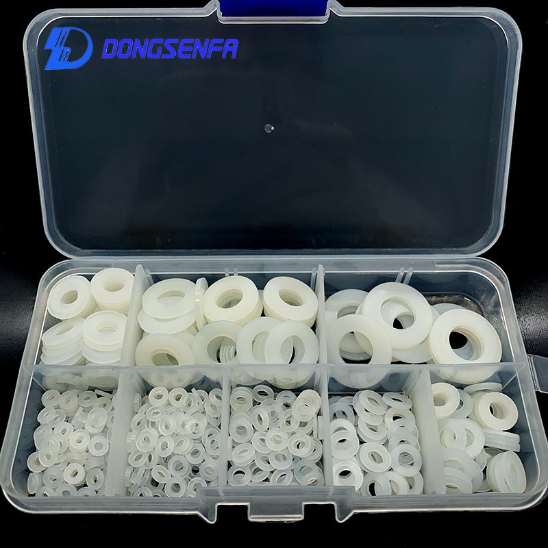 Rondelles plates en plastique Nylon | Blanc/noir M2/M2.5/M3/M4/M5/M6/M8/M10 joints d'espacement d'isolation Kit de 600 pièces