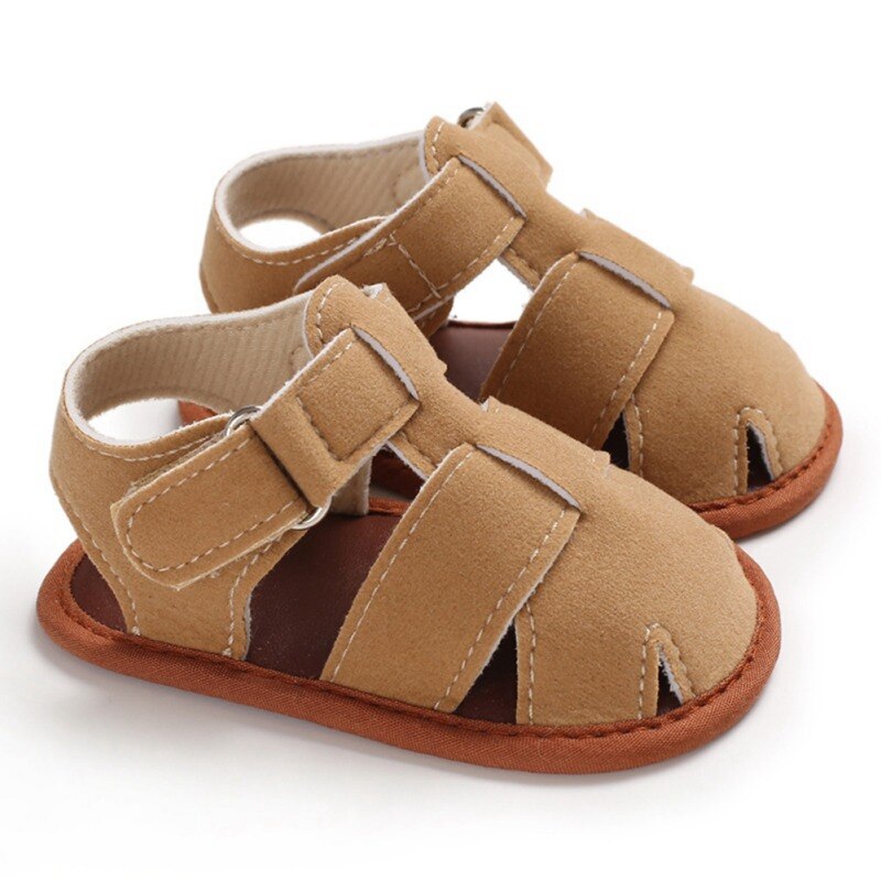 Meninos sandálias tênis infantil sapatos 0-18 m sandálias do bebê antiderrapante sapatos ocos verão moda bebê menino sapatos macios: Cáqui / 2