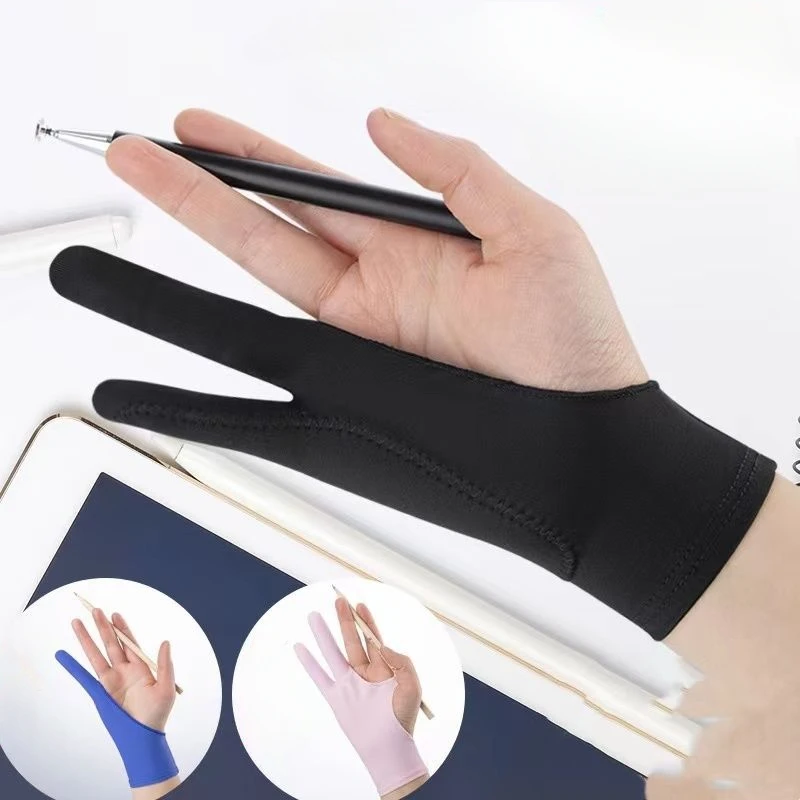 Tweevingerige anti-aanslaghandschoen voor kunstenaars, tekenen met pen, grafische tablets, handpalmbestendige handschoen voor android-tablets