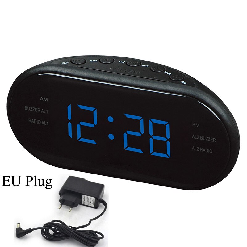 Sleep & Snooze Function Outlet Powered Big Digit Display for Bedroom LED Digital Alarm Clock AM/FM Radio with Dual Alarms