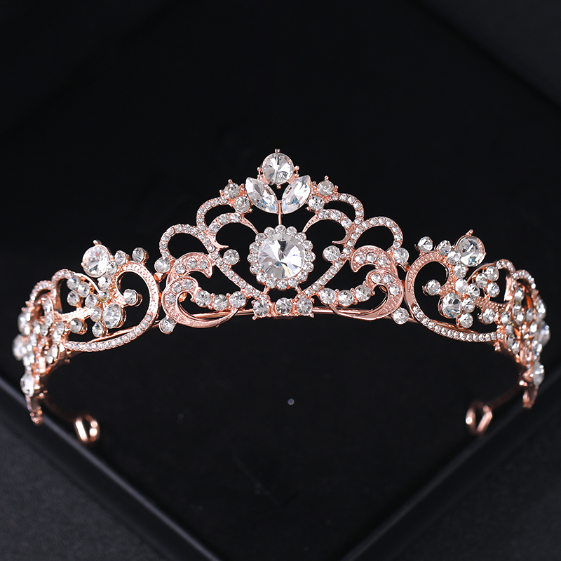 Roségouden Kristal Bruids Tiara 'S En Kronen Voor Vrouwen Bruid Strass Prom Diadeem Hoofdband Bruids Bruiloft Haaraccessoires Kroon: Black Zinc Plated