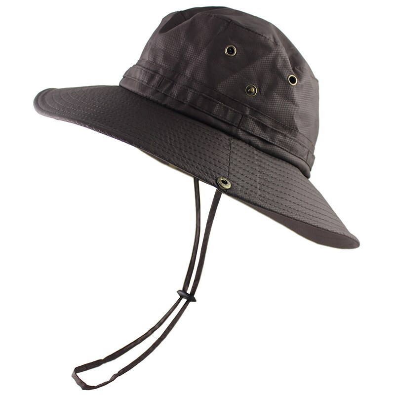 Upf 50+  letvægts solhat kvinder mænd mesh bucket hat sommer fiskeri vandrehue uv beskyttelse flap åndbar strand hat udendørs: Brun