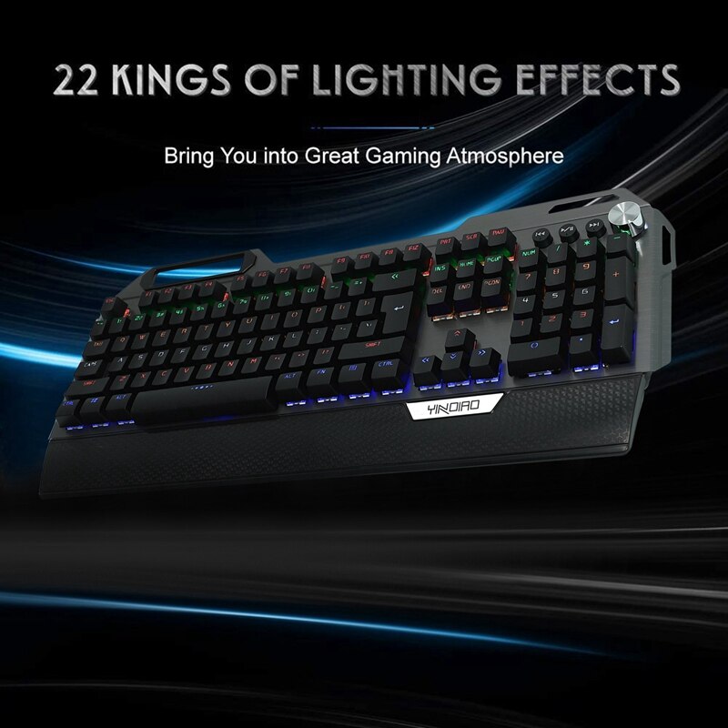YINDIAO Gaming Mechanical Keyboard LED Rainbow USB Wired Mix Backlit Keyboard 104 Keys Anti-Ghosting for PC Desktop