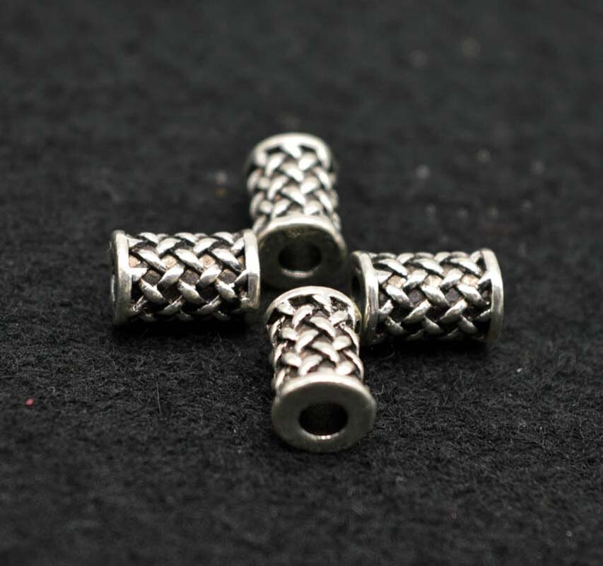 10 stk gammel sølv viking rune hår flette dread beard dreadlock perler ringer rør ca 3mm indre hull smykker