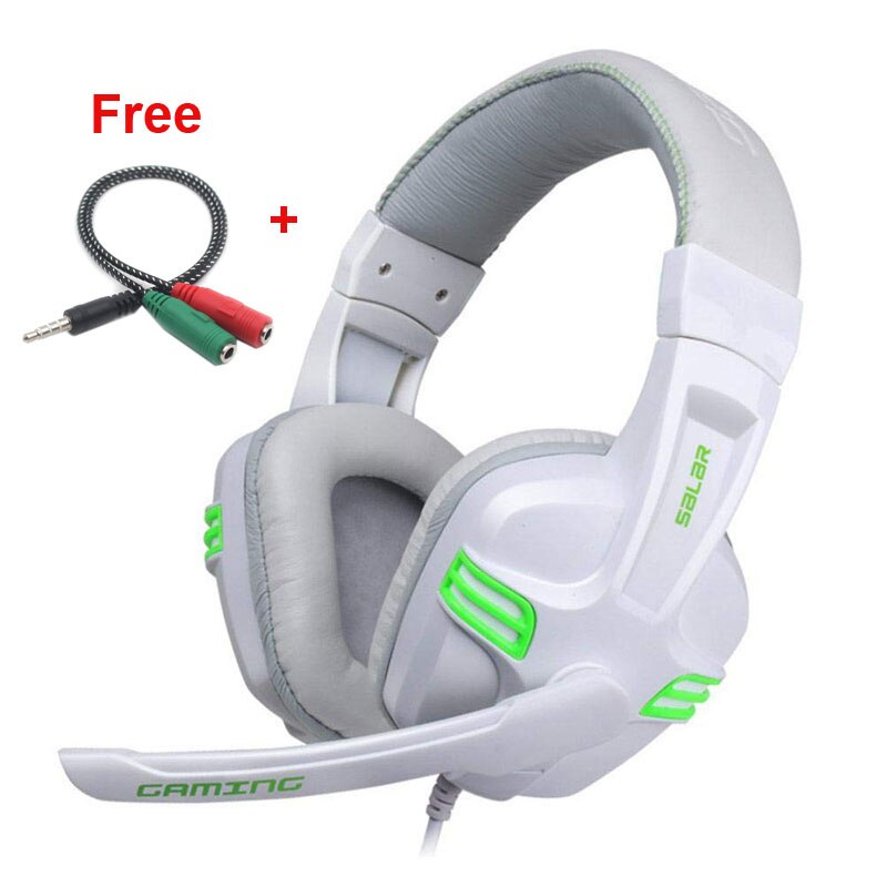 Lupuss G1 Wired Hoofdtelefoon Met Microfoon Verstelbare Over Ear Gaming Headsets Koptelefoon Lage Bass Stereo Voor Pc: Salar KX101 White