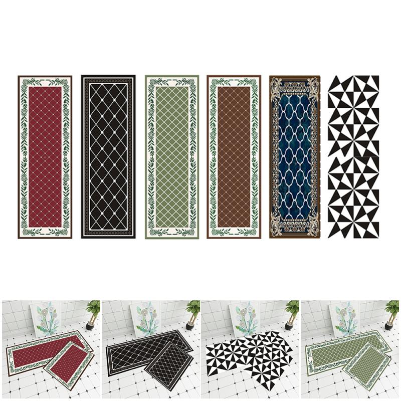 Retro geometrisk mønster badeværelse toiletdør lang strimmel af vandabsorberende anti-skrid måtte tæppe gulvmåtte