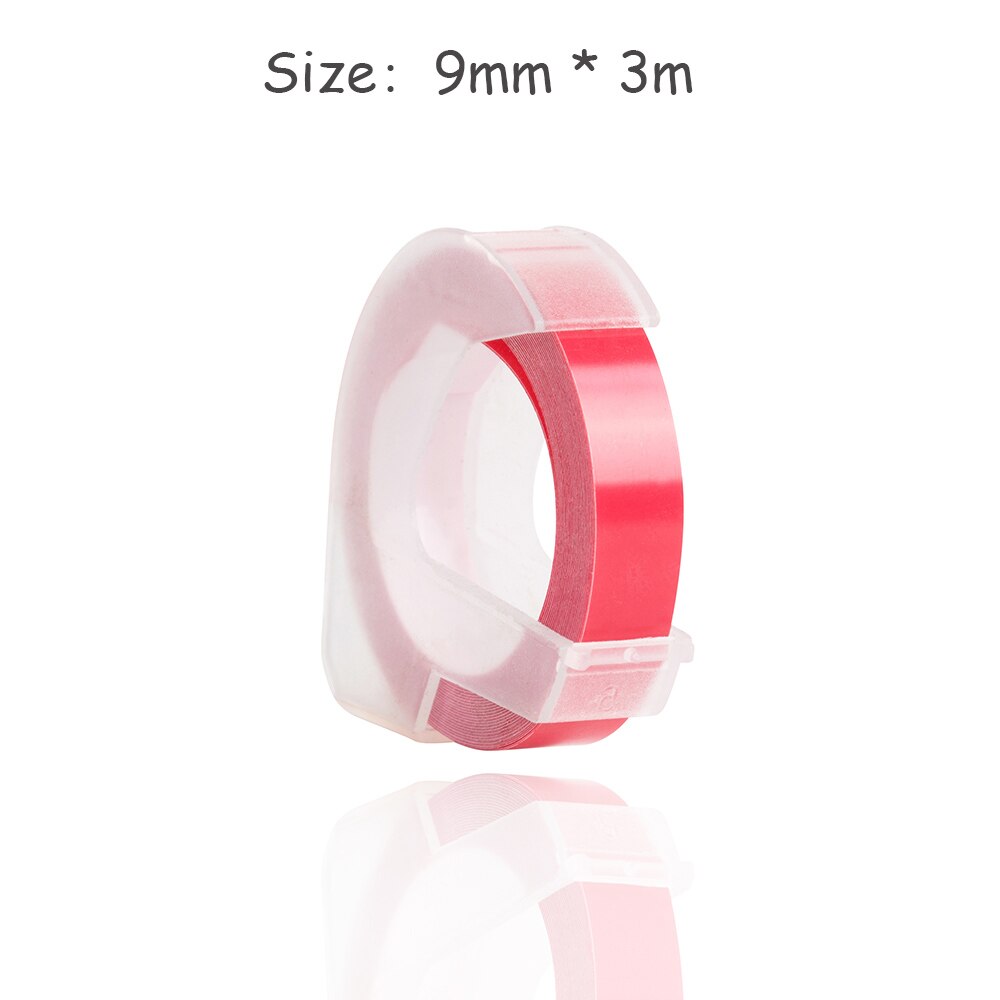 Cidy 3 ruller 9mm *3m dymo 3d plastik pink farve prægebånd til prægning af etiketmaskiner dymo 1011 1610 12965 motex  e101: 9mm