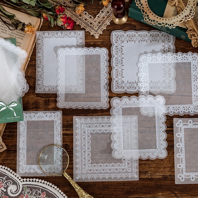 White Lace Translucent Material Paper Junk Journal... – Grandado